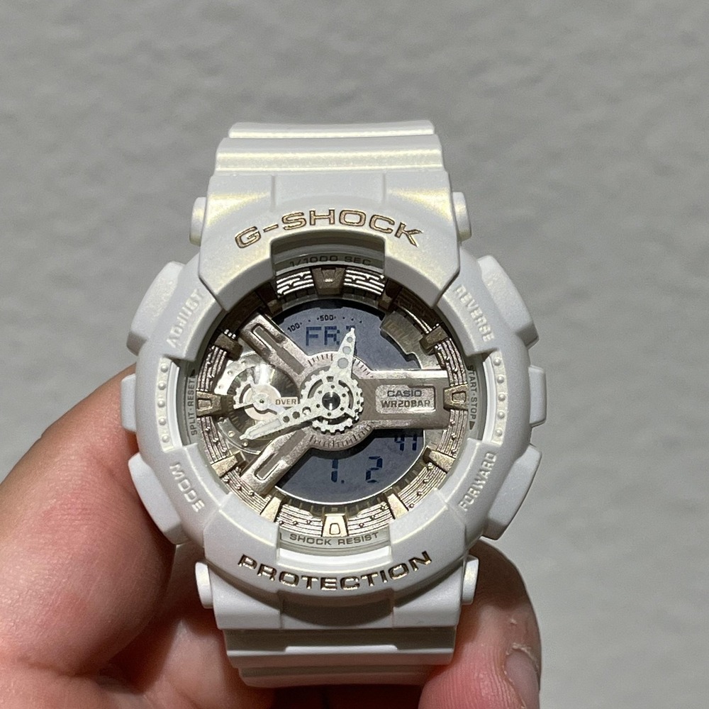 Casio G-Shock GMAS110ST-7A Womens 49mm White Analog Digital Watch New W/ Box
